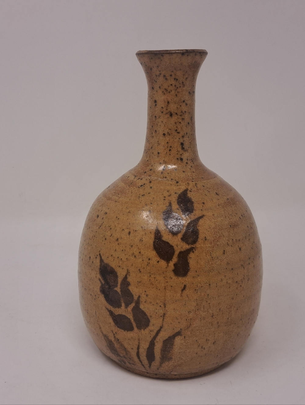 Vintage Studio Art Pottery Bud Vase Artist Signed Flowers Approx 70s 80s 7"H